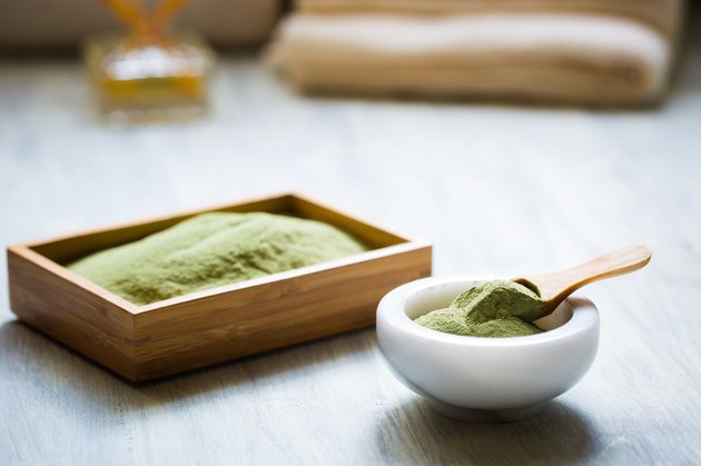 Spirulina powder in ceramic bowl