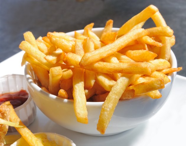 Golden French fries potatoes ready to be eaten