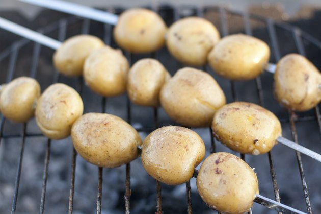 Young potatoes on the grill