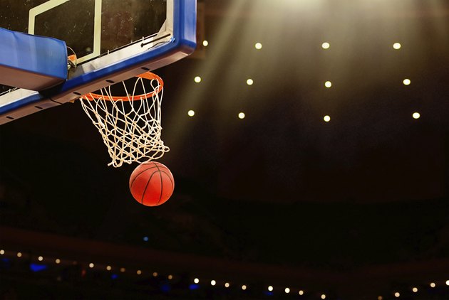 Basketball basket with all going through net