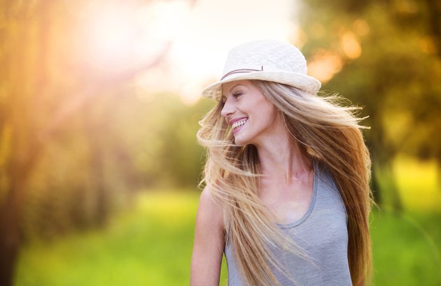 Beautiful woman outside in a park.