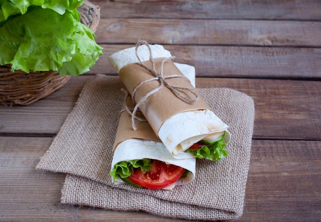 Cheese and fresh vegetables wrap sandwich