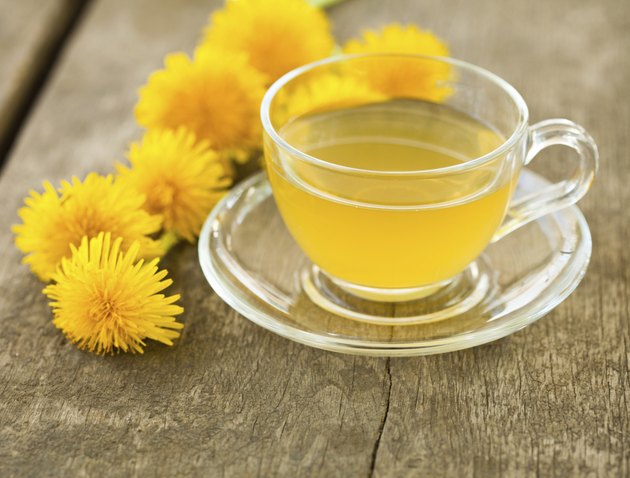 Herbal tea in glass cup
