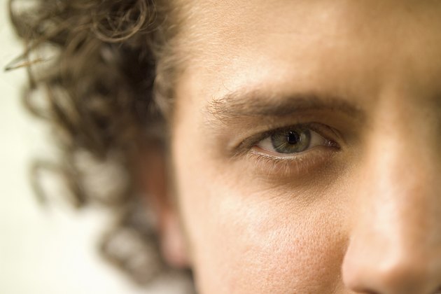 Person looking forward, close-up