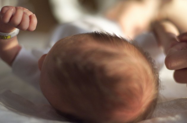 close up of a caucasian newborn baby