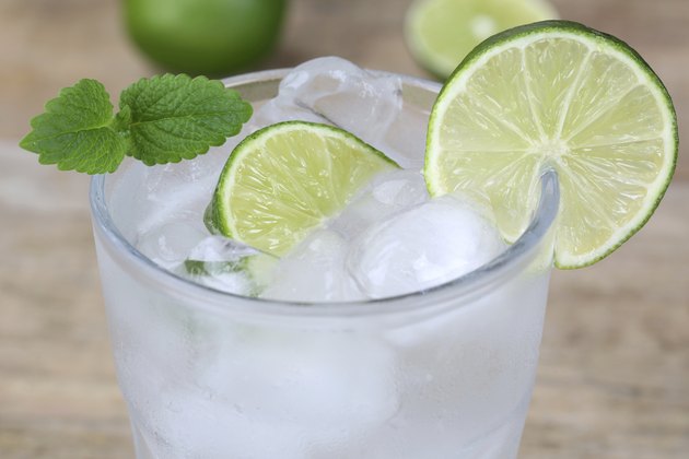 Cold mineral water drink with lime