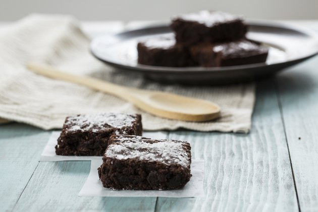 Brownies With a Wood Spoon Close up