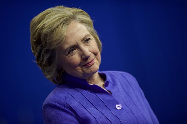 Hillary Clinton smiles at a rally.