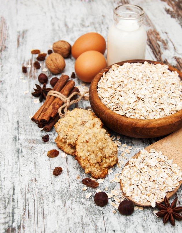 Ingredients for making oatmeal cookies