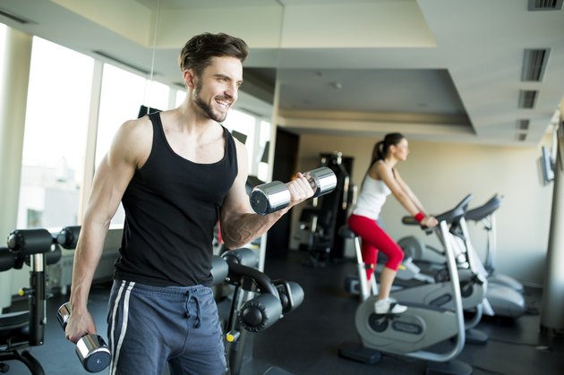 Young man training in the gym