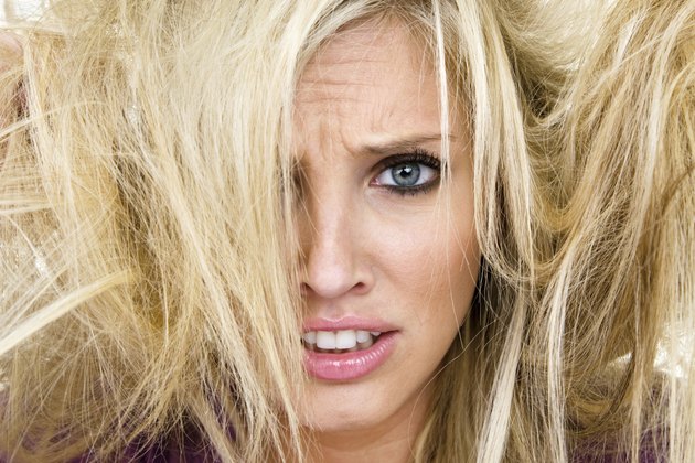 Woman having a bad hair day