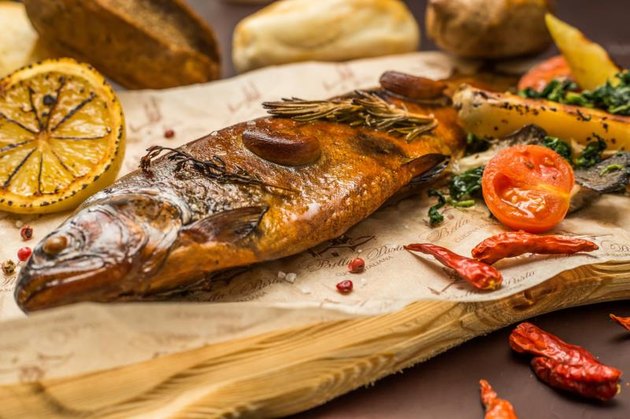 Trout smoked to perfection and served with leek and parsley