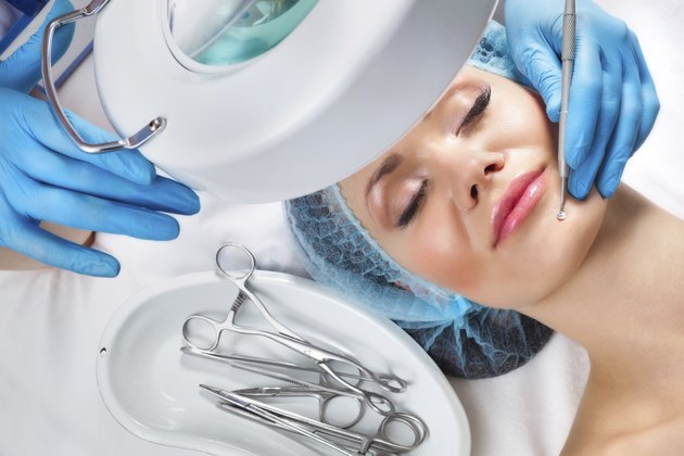 Blackhead cleansing on female face