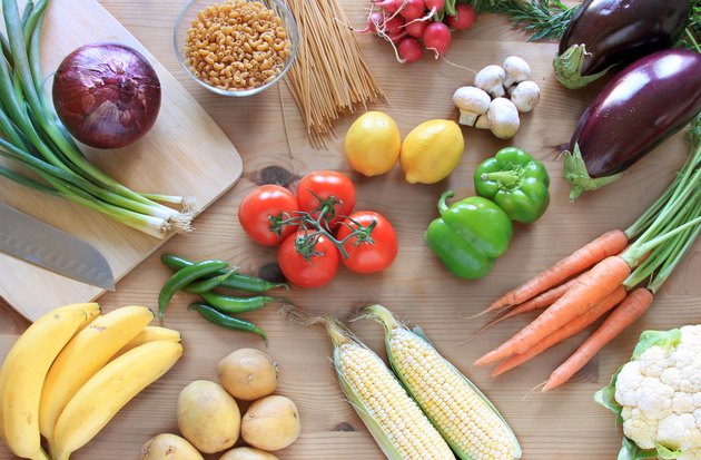 Vegetables on a table top view