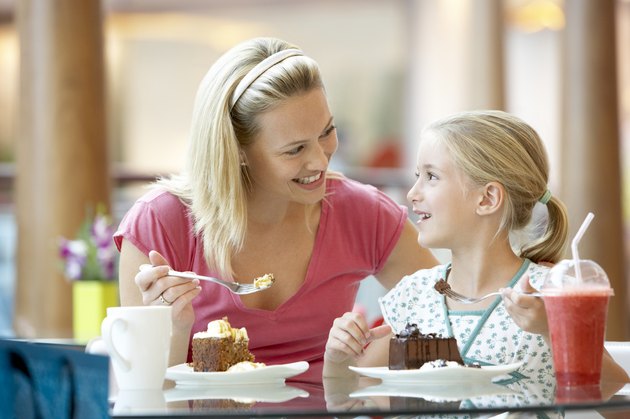 Mother And Daughter Having Lunch Together At The Mall