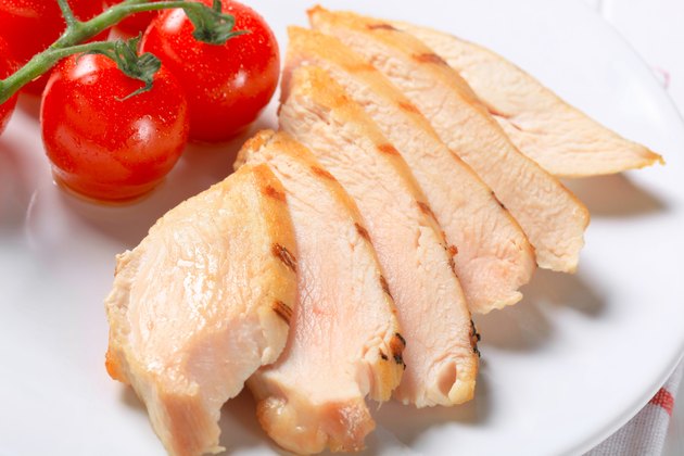 Slices of grilled chicken breast