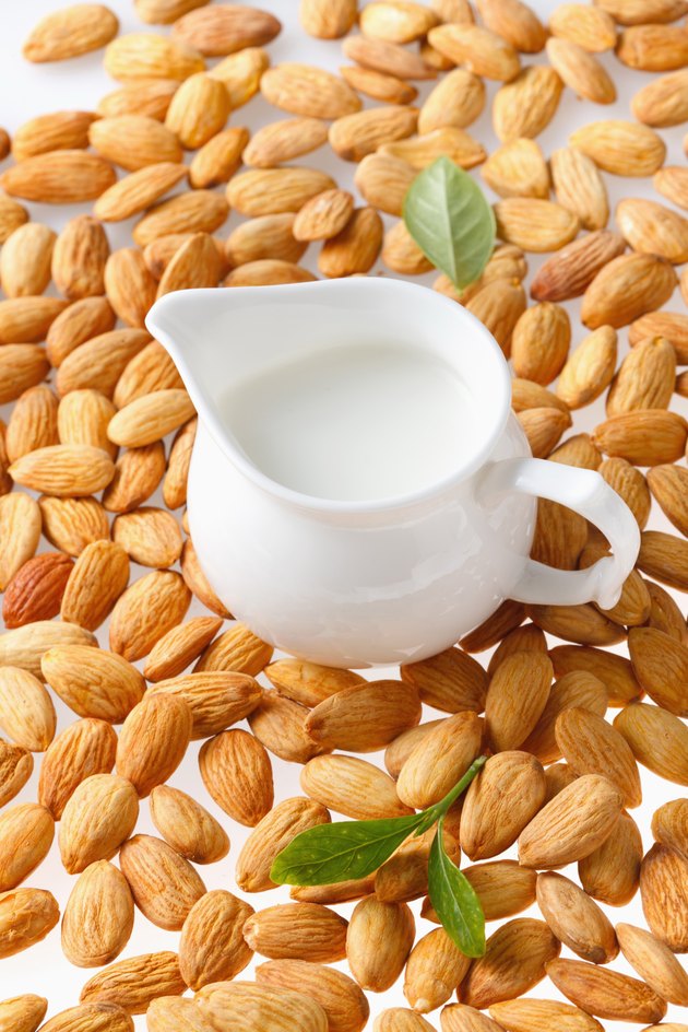 Cup of milk and almonds