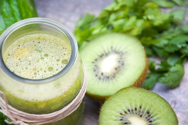 Green smoothie with cucumber, kiwi and apples