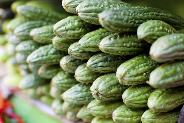 Bitter Melon (Momordica charantia) fruit at asian market