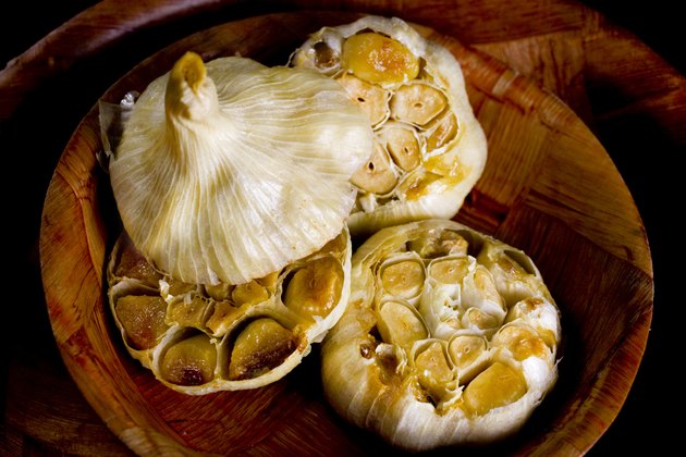 Heads of roasted garlic