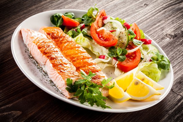 Roasted salmon and vegetables