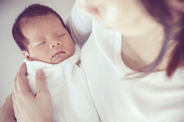 Sick baby, Soft focus and blurry, vintage style color effect