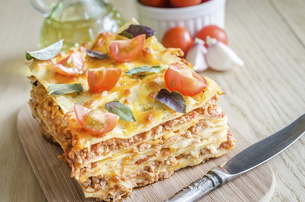 Lasagna with cherry tomatoes