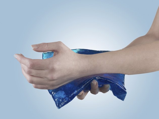 Cool gel pack on a swollen hurting wrist.