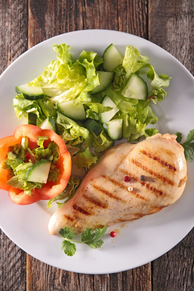 grilled chicken breast and salad