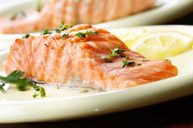 Fried salmon fillet