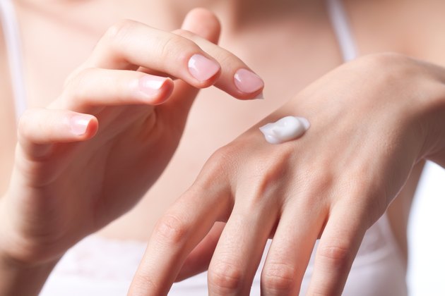 Cream on the women hand.