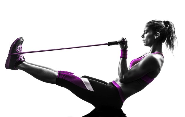 woman fitness resistance bands exercises silhouette