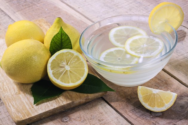 Lemons on wood background