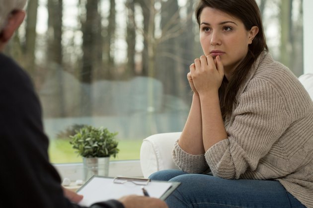 Young woman on psychotherapy session