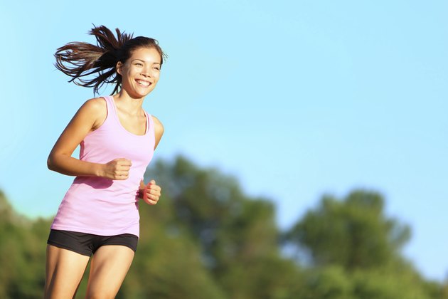 Happy woman running