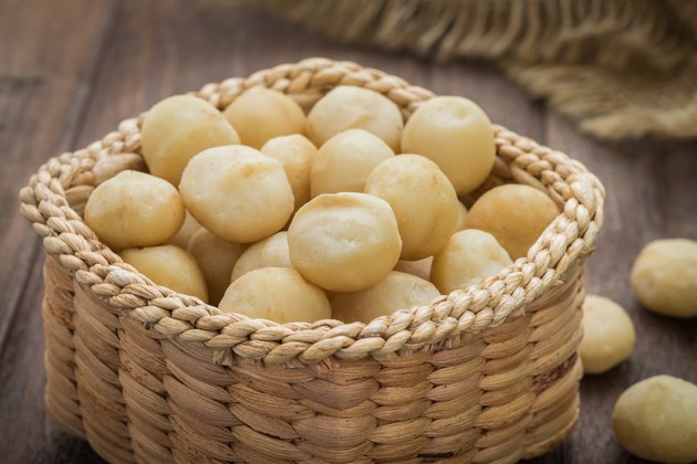 Macadamia nuts in basket