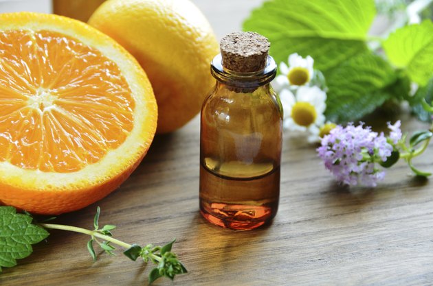 essential oils with fruits and herbs