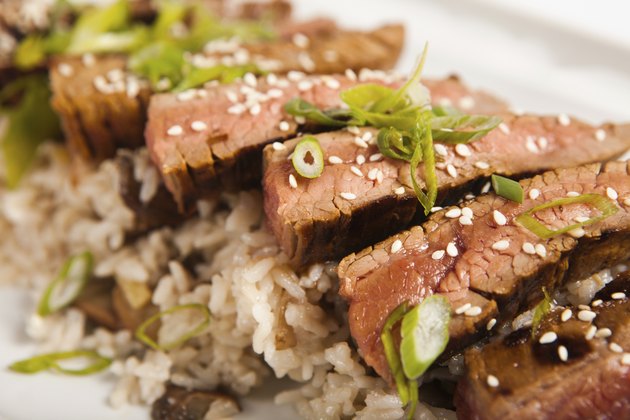 Korean Flank Steak with Sticky Rice