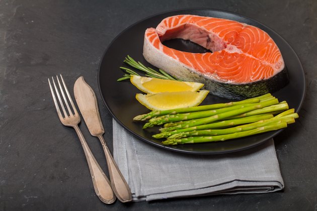 Delicious portion of fresh salmon steak