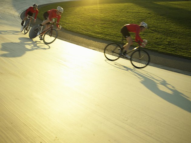 Cyclists in action on velodrome