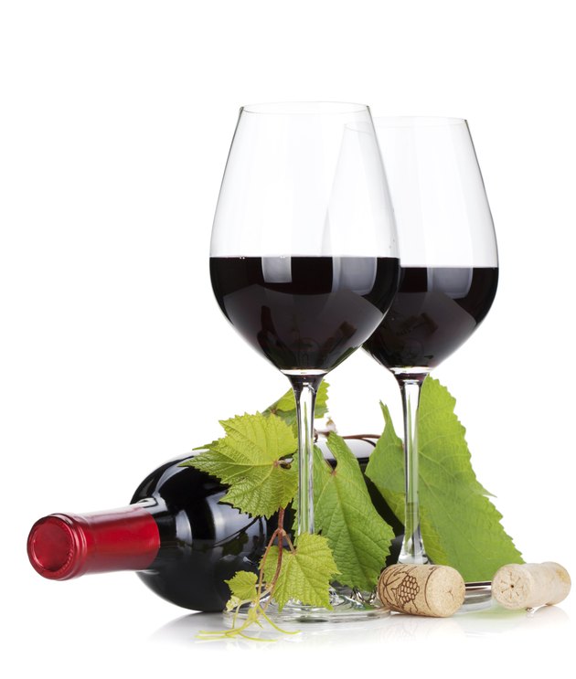 Red wine bottle and glasses