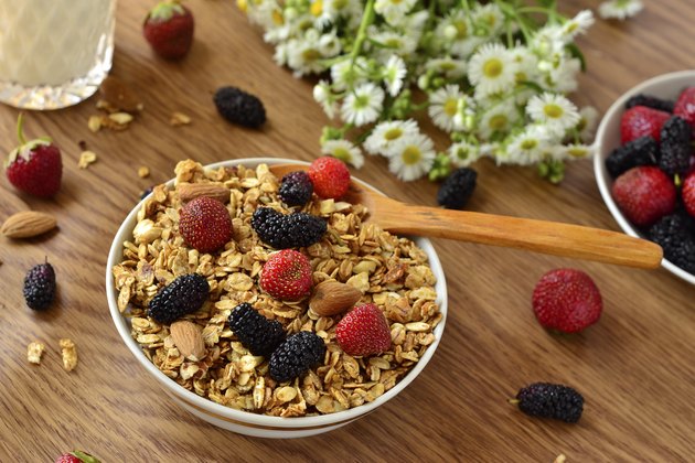 Healthy breakfast with granola and fresh berries