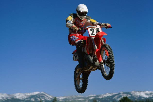 Dirt biker in mid-air