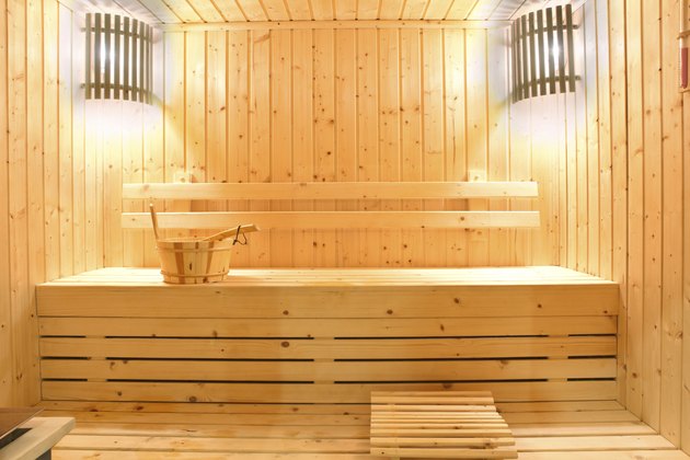 wooden sauna room