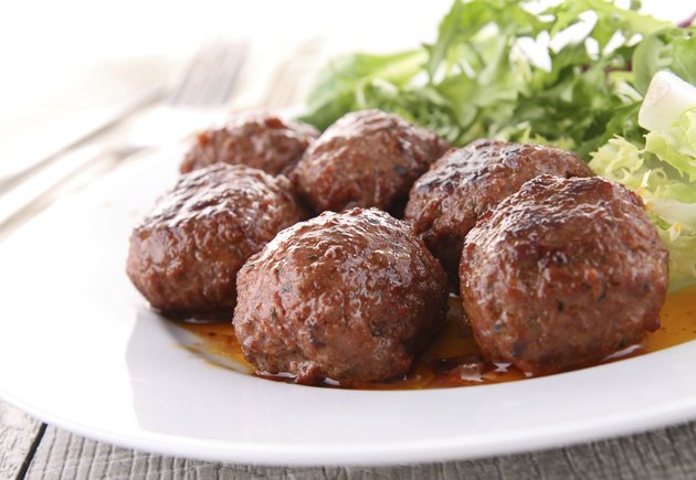 meatballs and salad