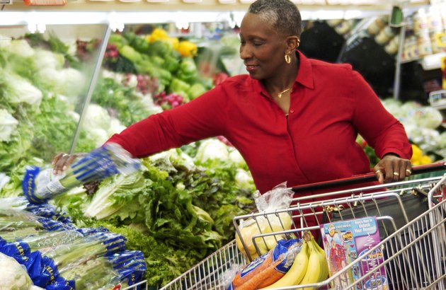 Older woman grocery shopping