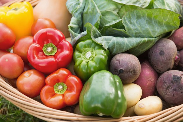 Basket of fresh organic veg