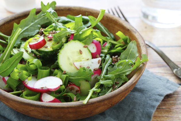 cucumbers and radishes in a salad