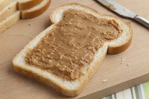 Slice of bread with peanut butter