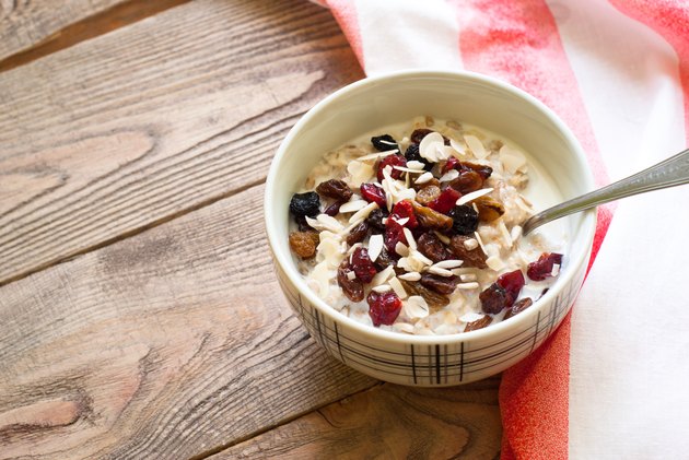 Oatmeal with dried fruit.